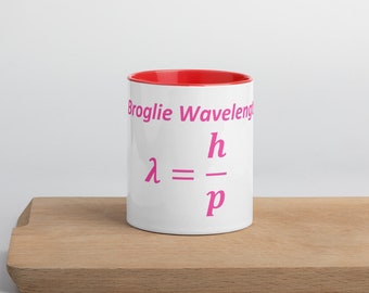 De Broglie Wavelength Math Formula HotPink Mug with Color Inside
