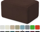 Subrtex Stretch Storage Ottoman Slipcover Protector Oversize Spandex Elastic Rectangle Footstool Sofa Slip Cover