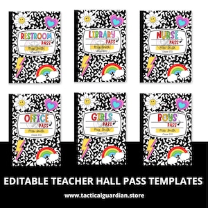 Student Hall Pass Template, Hall Pass Bundle Template, Custom Hall Pass, Editable Custom Hall Pass, Digital Download Hall Pass Template