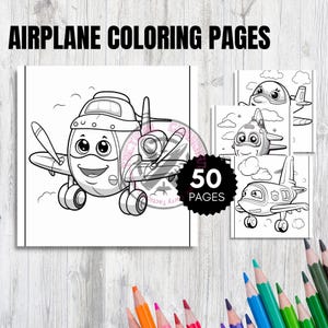 Airplane Coloring Book: 200 Kids&#39; Aviation Pages (Digital Download)