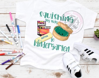 Squishing My Way to Kindergarten Shirt | Back to School Youth Graphic Tee