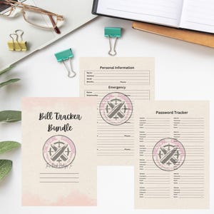 Printable Bill Tracker Template: Password & Expense Log (PDF Download)