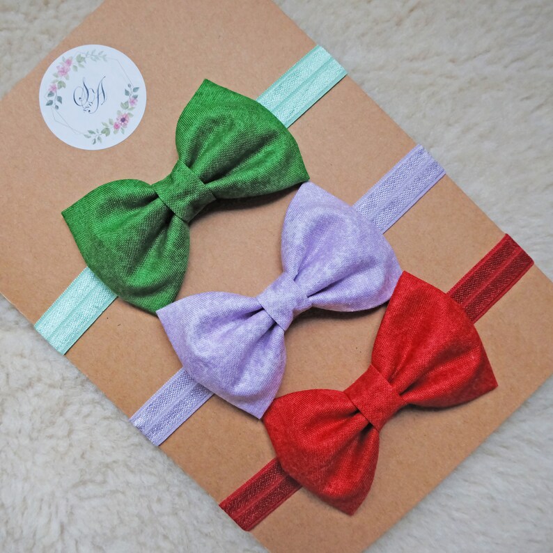 Set of 3 fabric bow baby headbands baby and toddler bow headband baby shower gift