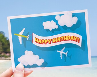 Flugzeug Banner Karte Etsy