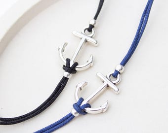 Pulsera de ancla de macramé, bañada en plata – Eres mi ancla – Regalo náutico – Pulsera en tarjeta – Regalo para novio/novia