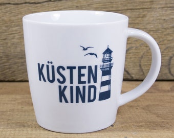 Taza grande de porcelana "Coastal Child" – Taza marinera de 360 ml – Taza nórdica de café – Regalo del mar