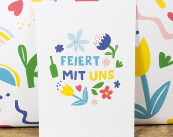 Postkarte Feiert mit uns