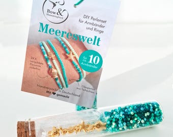 Kit de joyería DIY Ocean World: crea tu propia pulsera con colgantes chapados en oro de 24 quilates. Idea de regalo con kit de manualidades con cuentas náuticas.