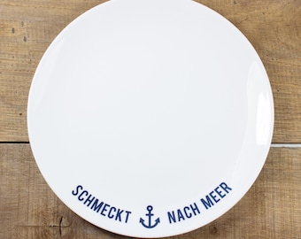 Porcelain plate "Tastes of the Sea" 21 cm – maritime breakfast plate – Nordic cake plate – gift