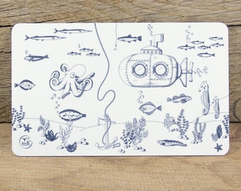 Melamine breakfast board "Underwater World" - nautical children's board - robust & dishwasher safe - gift idea