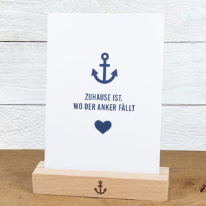 Maritime Postkarte "Zuhause ist, wo der Anker fällt" aus Recyclingpapier