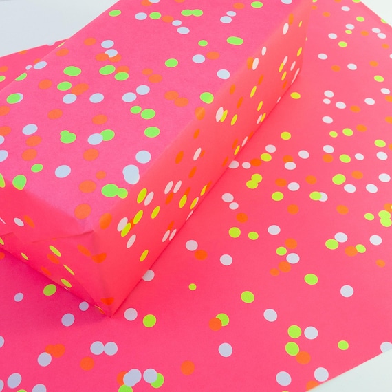 hochwertiges Geschenkpapier "Neon Konfetti" aus Recyclingpapier - buntes Geschenkpapier zum Geburtstag