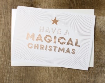 Carte de vœux Noël magique (enveloppe blanche)