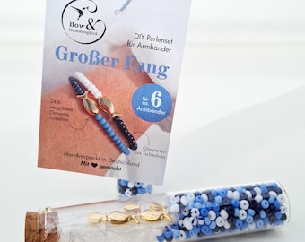 Kit de joyería DIY Big Catch: crea tu propia pulsera con dijes de peces bañados en oro de 24 quilates. Juego de cuentas náuticas para regalar.