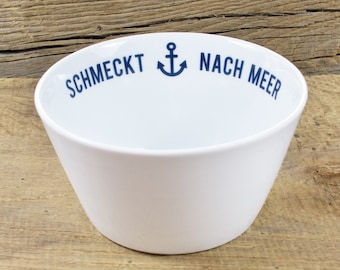 Porcelain bowl "Tastes of the Sea" 13 cm – maritime cereal bowl 0.42 l – Nordic bowl – gift