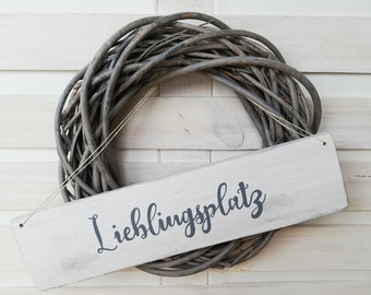 Deko-Holzschild "Lieblingsplatz" Shabby