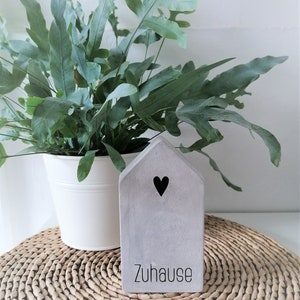 Beton Haus Schriftzug Zuhause Deko Wohnen Hellgrau Shabby chic Personalisierbar Bild 2