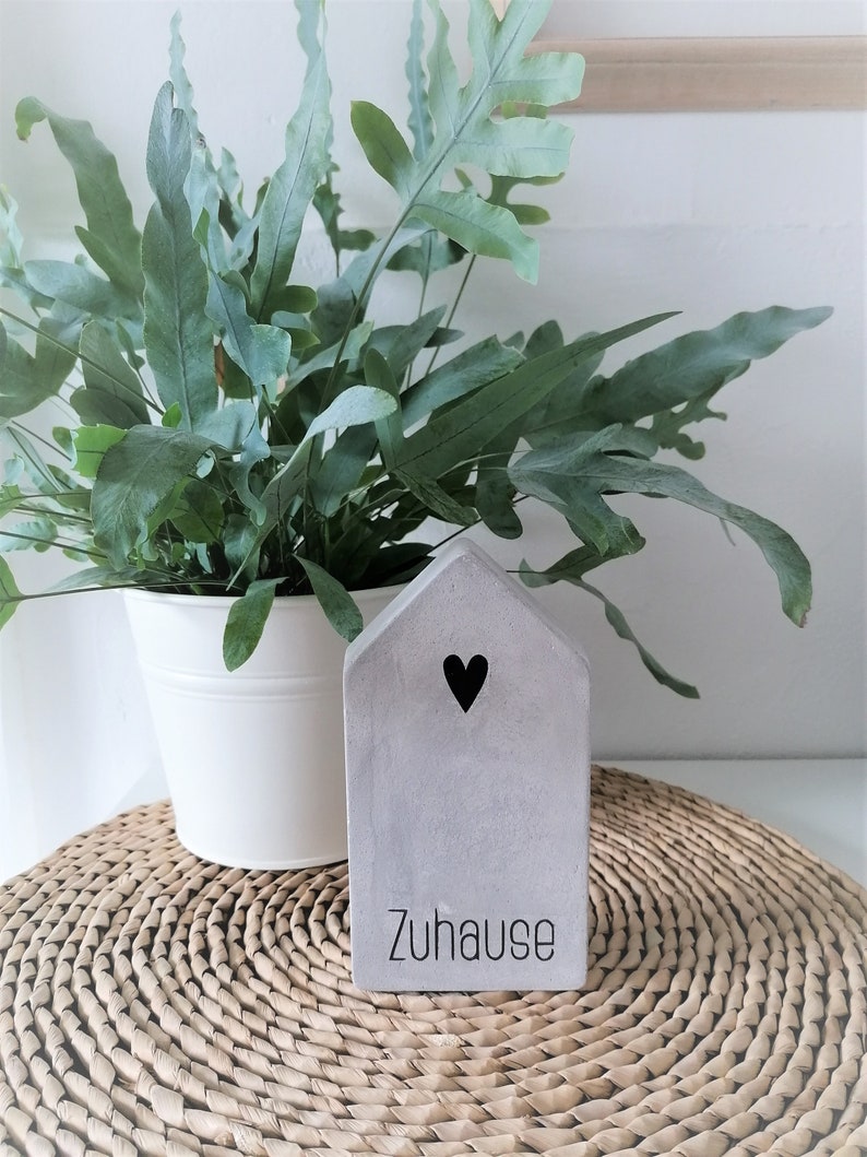 Beton Haus Schriftzug Zuhause Deko Wohnen Hellgrau Shabby chic Personalisierbar Bild 2