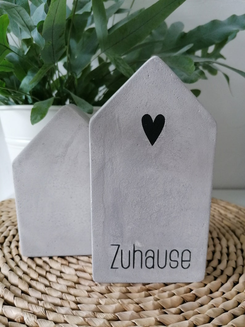 Beton Haus Schriftzug Zuhause Deko Wohnen Hellgrau Shabby chic Personalisierbar Bild 6