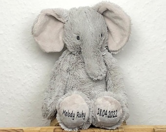 Personalisiertes Stofftier Elefant * Kuscheltier mit Name * Plüschtier zur Geburt  * Babygeschenk