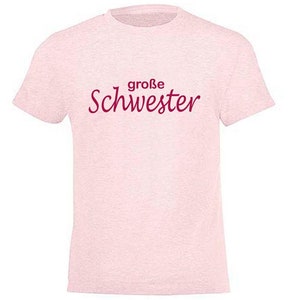 GROßE SCHWESTER T-Shirt zur Verkündung Schwangerschaft für Baby und Kind aus Baumwolle rosa