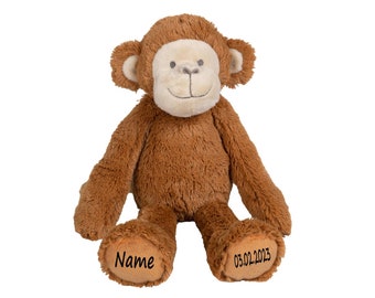 Affe Stofftier mit Name und Geburtsdatum personalisiert Kuscheltier Äffchen