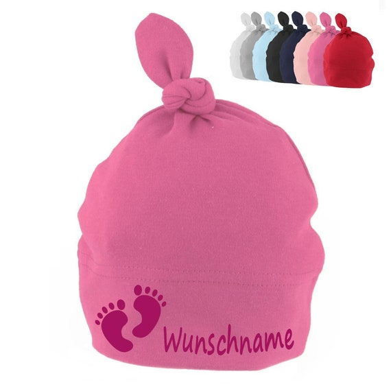 Baby Mütze Babymütze bedruckt Name//Wunschname Weiß