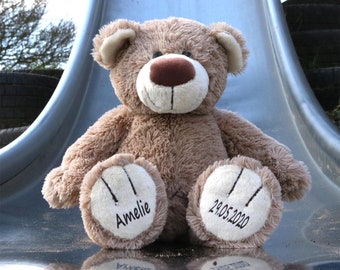 Personalisiertes Stofftier Teddybär * Kuscheltier mit Name * Plüschtier zur Geburt  * Babygeschenk