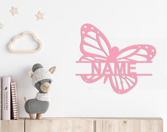 Personalisierter 3D Schriftzug individuelles Namensschild 25cm Höhe Türschild Wanddekoration Kinderzimmer Acryl Schmetterling