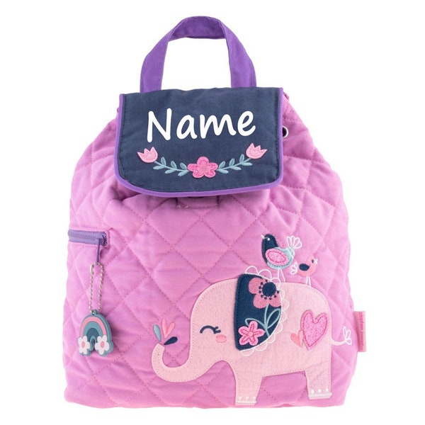 Personalisierter Rucksack für Kinder 8 Liter Kindergartenrucksack aus Baumwolle mit Namen bedruckt Motiv Elefant beere