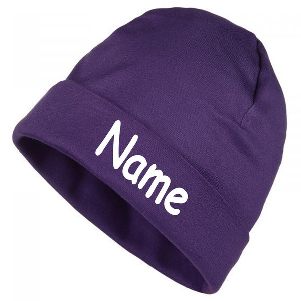 Mütze uni mit Namen oder Text personalisiert für Baby oder Kind aus 100% Baumwolle mit UV-Schutz