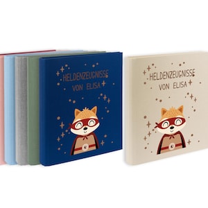 Zeugnismappe personalisiert Zeugnisordner mit Name bedruckt Ordner Zeugnisse DIN A4 Schulkind Motiv Superheld Fuchs