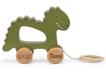 Pull-along toy with name * Personalized pull-along toy * Push toy for birth * Dino