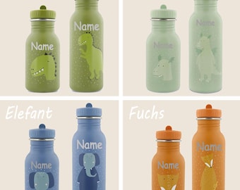 Edelstahl Trinkflasche Trixie für Kinder mit Namen graviert ultraleicht auslaufsicher Trinkschnabel für Kinder ab 3 Jahren
