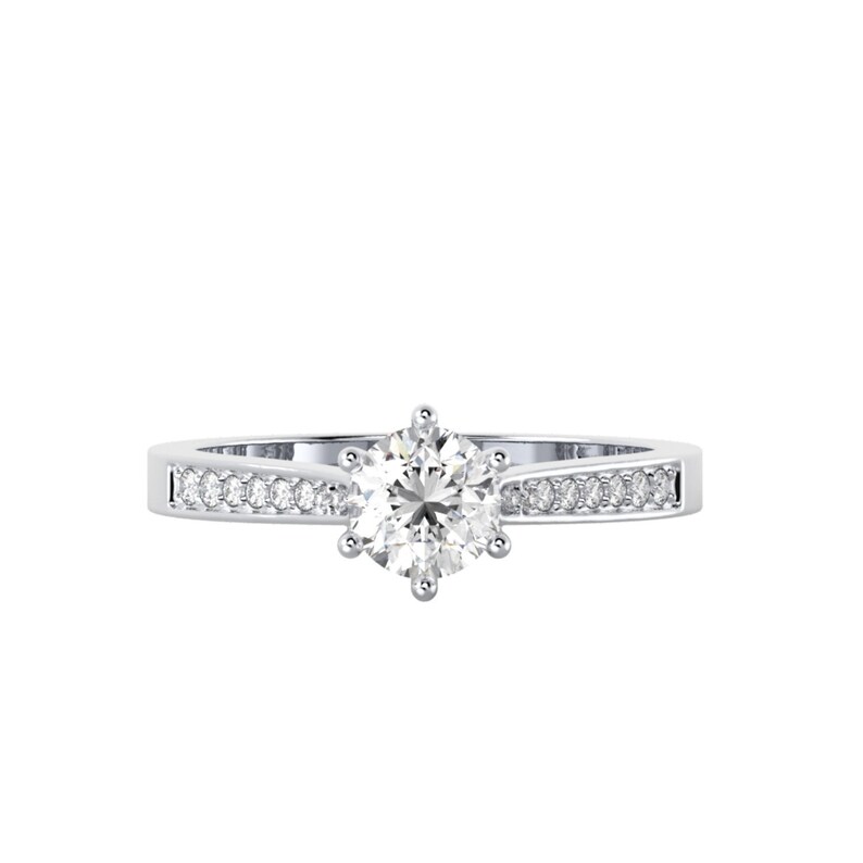 Fantastic 14K White Gold Moissanite Enagagement Ring 0.92ctw DEW