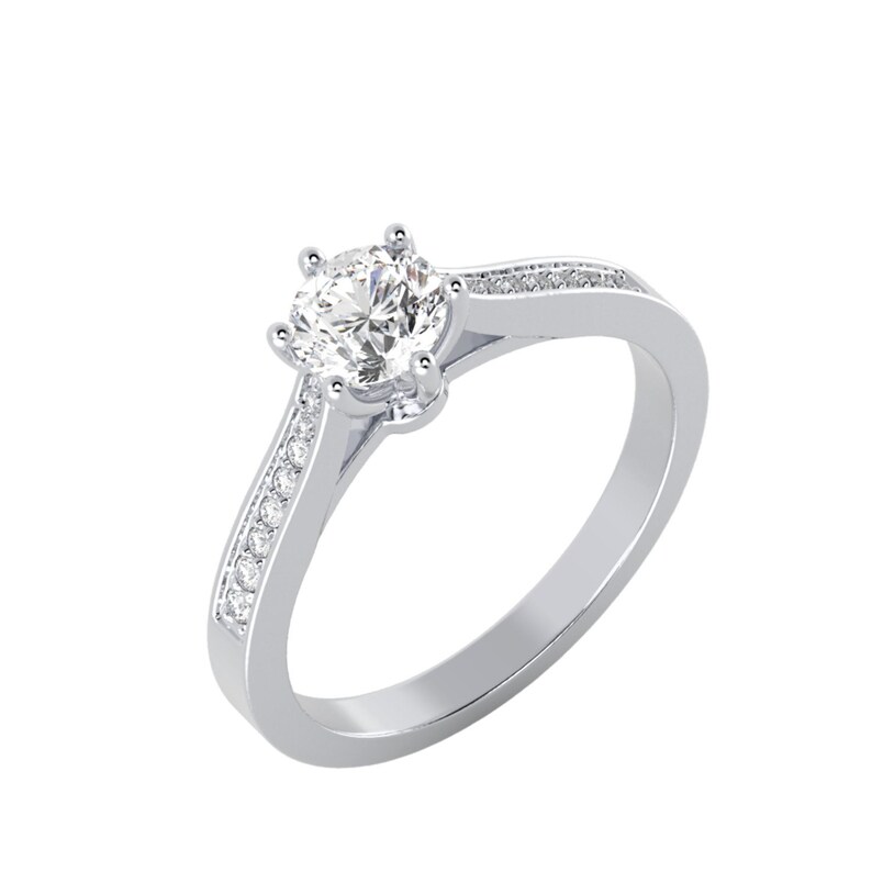 Fantastic 14K White Gold Moissanite Enagagement Ring 0.92ctw DEW