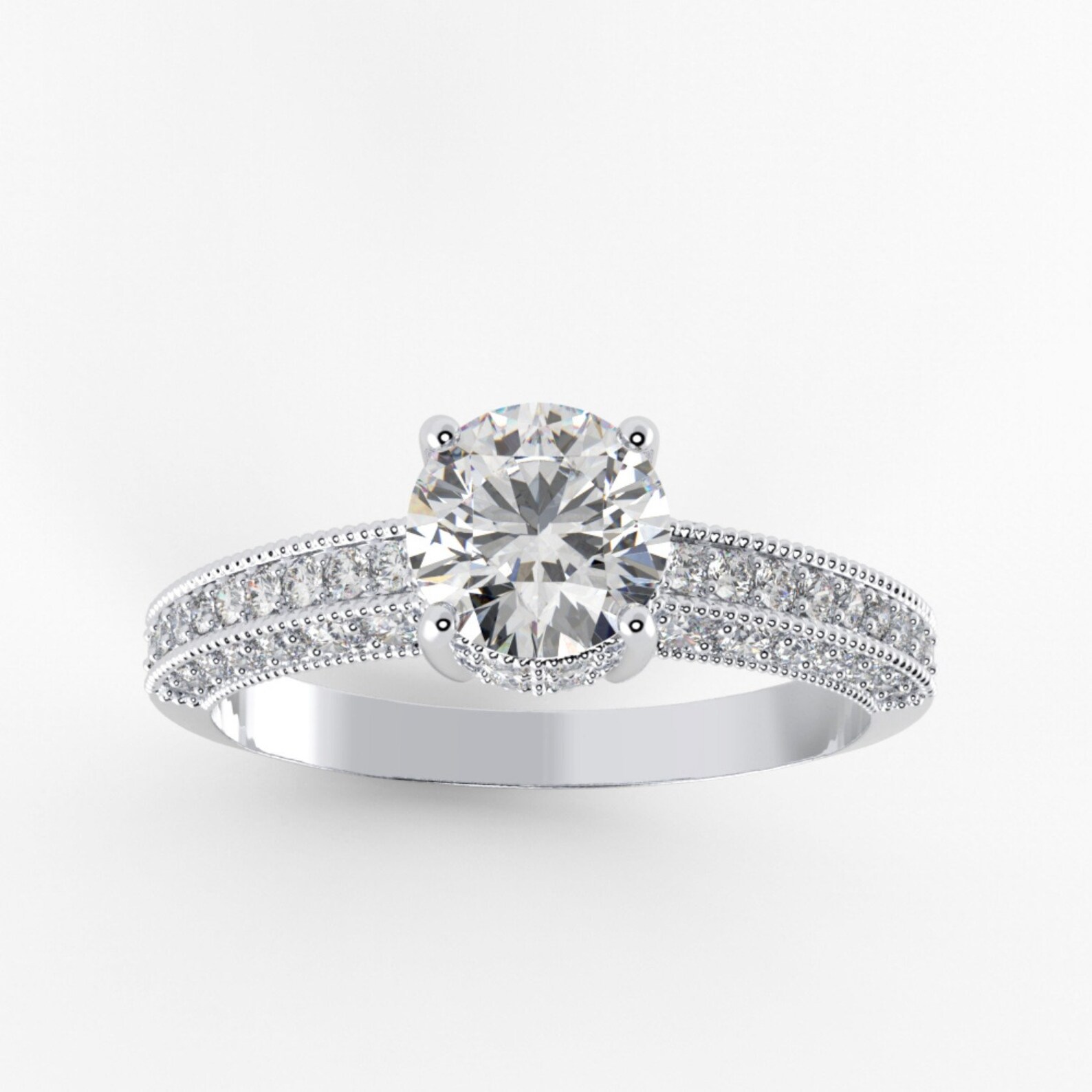 White Gold Moissanite Engagement Ring 1.43Ctw DEW Etsy