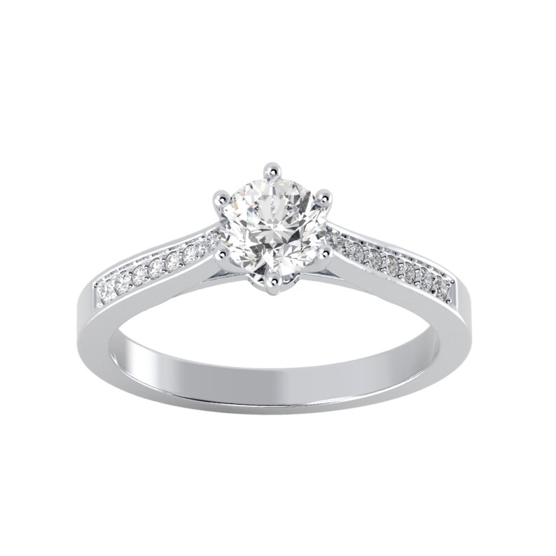 Fantastic 14K White Gold Moissanite Enagagement Ring 0.92ctw DEW