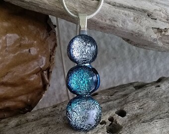 Handmade Dichroic Glass Pebble Pendant