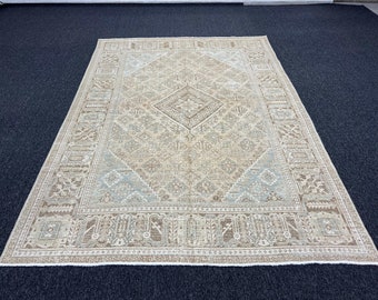 7-1 x 10-4 Beige with Blue Turkish Vintage rug