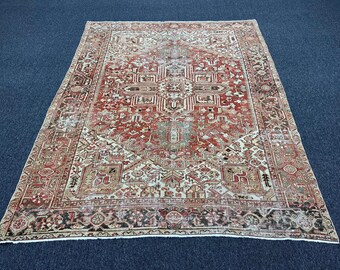 7-10 x 10-3 Red with Brown Vintage Rug