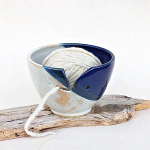 Ciotola per filati bianca/blu, ceramica