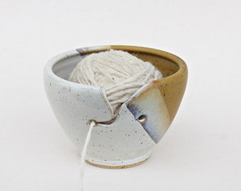 Garnschale weiß/senfgelb, Keramik