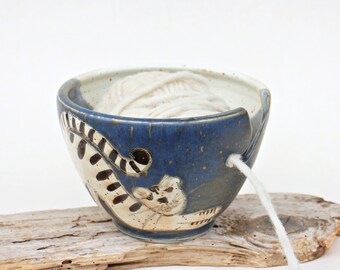 Garnschale mit Katze, Keramik