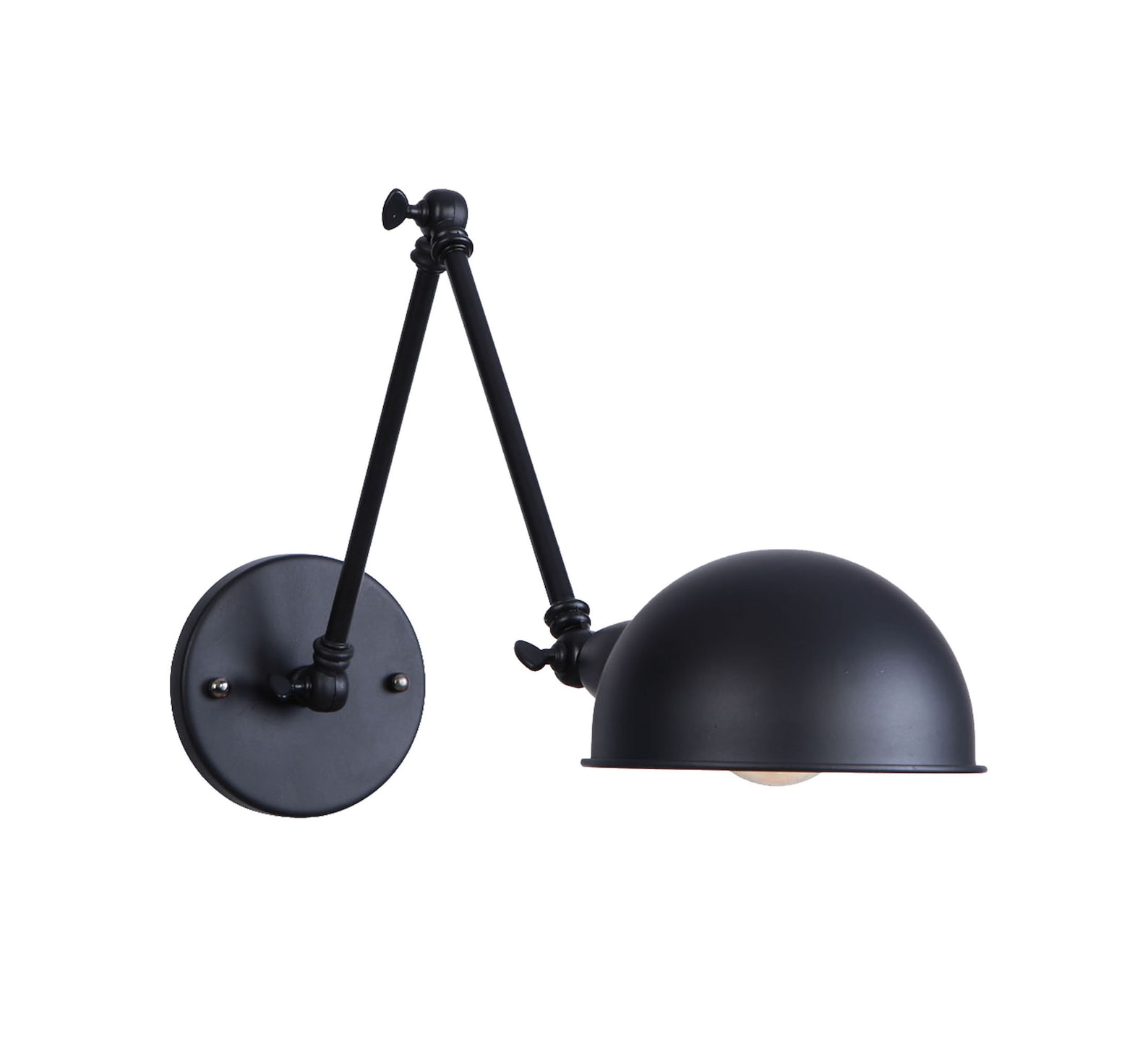 Swing arm Wall Sconce Matte Black On/Off Switch & Plugin Etsy