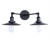 2-Light Industrial Bathroom Vanity Light, Metal Wall Sconce, Vintage Edison Wall Lamp Light Fixture for Bathroom, Plug in or Hardwired