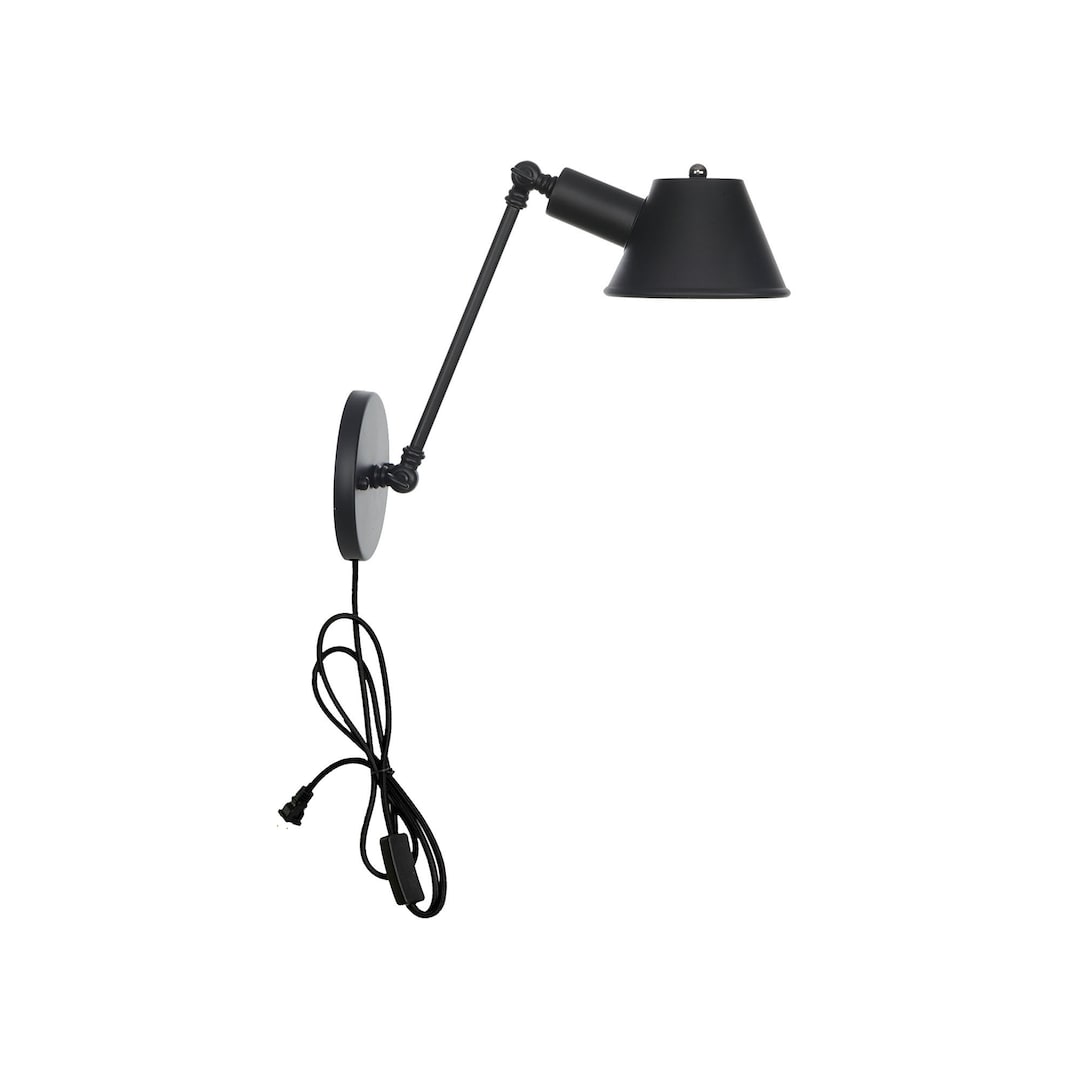 Black Wall Sconce, With On/off Switch Plug in Cord, Room Bedside Wall ...