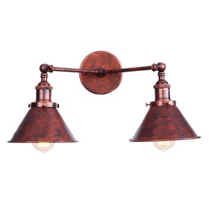 Double Light Wall Sconce - Iron Rust Brushed - Industrial Style - Bathroom Vanity - Wall Light - UL Listed