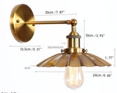 Industrial Sconces, Adjustable Vintage Edison Wall Lamp with Brass finish Shade, Articulating Light, Farmhouse Lighting, Plug in Hardwired