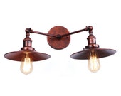 Industrial Antique Rust Wall Sconce 2-Light Edison Simplicity Wall Mount Light Sconces, UL Listed